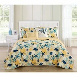 Brand new ✔️ Aquatic Reversible Quilt Set Blue/Yellow - VCNY ✨ -Bedding Sets & Collections Sales Shop unnamed file 17722