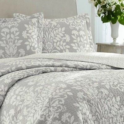 Brand new π Rowland Reversible Quilt Set Gray - Laura Ashley π 1 Brand new π Rowland Reversible Quilt Set Gray - Laura Ashley π