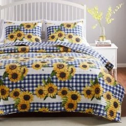 Best Sale ⌛ Sunflower Quilt & Sham Set Gold/Blue - Greenland Home Fashions 🌟 -Bedding Sets & Collections Sales Shop unnamed file 18266