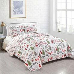 Top 10 ⭐ Great Bay Home Reversible Holiday Wishes Printed Quilt Set Twin 👏