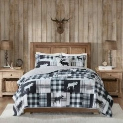 Deals 🛒 Woolrich Sweetwater Oversized Quilt Set Black/gray 👍