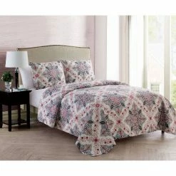 Promo 👏 3pc Wyndham Pinsonic Reversible Quilt Set Beige - VCNY 👍