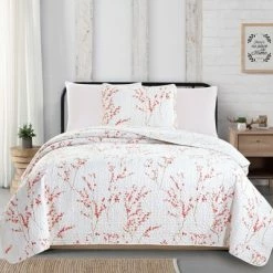 Budget 🧨 Great Bay Home Sakura Floral Printed Quilt Set Twin 🎉