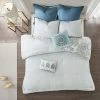 New 👏 Madison Park 8pc Lian Cotton Printed Reversible Comforter Set Blue 🔥