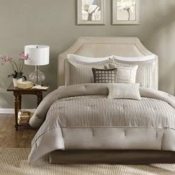 Discount 💯 Madison Park Vargas Comforter Set 7pc Taupe ✨