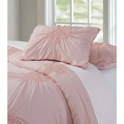 Deals 🔥 Christian Siriano Georgia Ruched Comforter Set Blush Pink ✔️