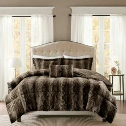 Outlet 😀 Madison Park Marselle Brushed Faux Fur Comforter Set Leopard 👍