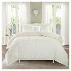 Best deal 🎉 Madison Park 4pc Amber Tufted Cotton Chenille Comforter Set White ✔️