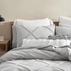 Deals 💯 Lattice Fringe Bed in a Bag Comforter Set - Loft Style Gray ⌛