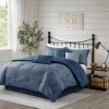 Hot Sale 🔥 Madison Park Kelan 7pc Printed Seersucker Comforter Set Blue 🤩