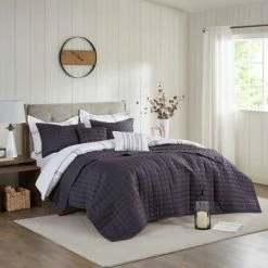 Budget 🔔 Madison Park 8pc Easton Printed Seersucker Comforter and Coverlet Set Gray 😍