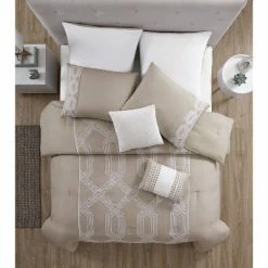 Outlet ❤️ Full Tiras Geometric Comforter Set Tan/Ivory - Hallmart Collectibles ✨