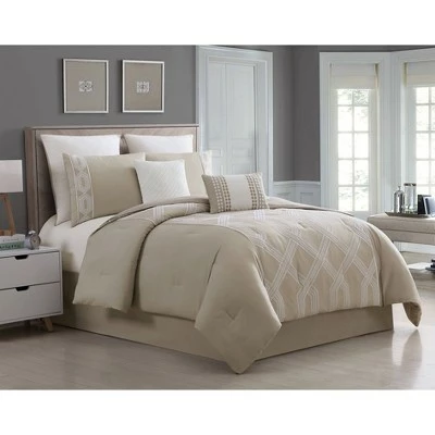 Outlet ❤️ Full Tiras Geometric Comforter Set Tan/Ivory - Hallmart Collectibles ✨ 2 Outlet ❤️ Full Tiras Geometric Comforter Set Tan/Ivory - Hallmart Collectibles ✨ - Image 2