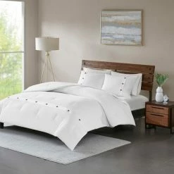 Best Pirce 🌟 Madison Park 3pc Lucina Cotton Waffle Weave Comforter Set Gray 🤩