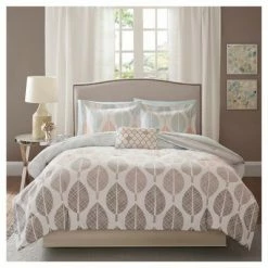 Best Sale 💯 Madison Park Prospect Park Complete Comforter Set Coral & Green 🔥