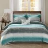 Best Sale 🧨 Madison Park Seth Striped Complete Multiple Piece Comforter Set Aqua 😀