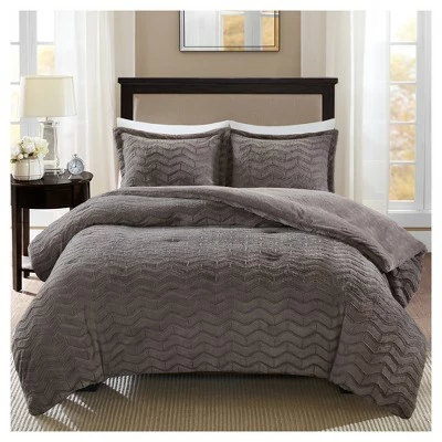 Outlet π₯ Madison Park Kaplan Brushed Long Faux Fur Comforter Mini Set Gray π― 1 Outlet π₯ Madison Park Kaplan Brushed Long Faux Fur Comforter Mini Set Gray π―