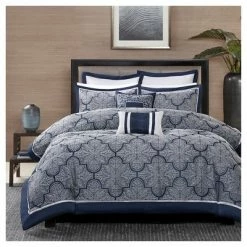Best deal 🔔 Madison Park Ryland Jacquard Comforter Set - 8pc Navy 🎉
