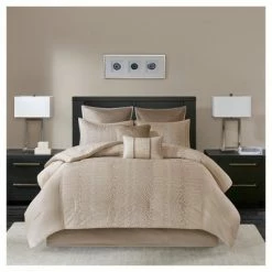 Buy 👏 Madison Park Lillian Embroidered Comforter Set 8pc Natural ✔️