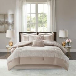 Wholesale 🎁 Madison Park 7pc Anett Chenille Jacquard Comforter Set Taupe 🤩