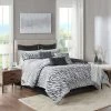 Best Pirce ✔️ Madison Park King Chipo 14 PC Bedding Set Bonus Throw Euro Shams - Black 🧨