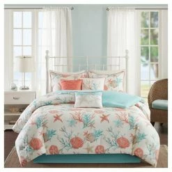Outlet π Madison Park Ocean View Comforter Set Coral - 7pc β