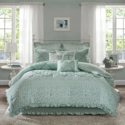 Cheapest π Madison Park Aqua Gretchen Cotton Percale Comforter Set 9pc π€© 1 Cheapest π Madison Park Aqua Gretchen Cotton Percale Comforter Set 9pc π€©