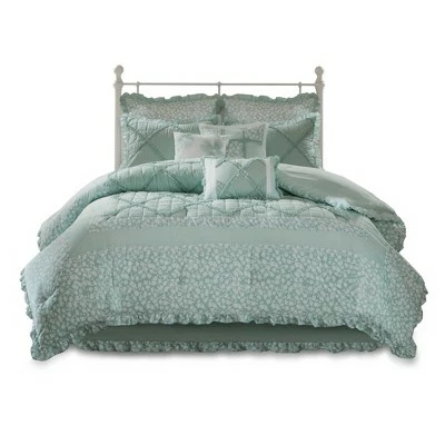 Cheapest π Madison Park Aqua Gretchen Cotton Percale Comforter Set 9pc π€© 2 Cheapest π Madison Park Aqua Gretchen Cotton Percale Comforter Set 9pc π€© - Image 2