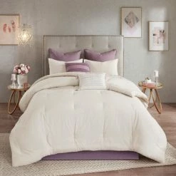 Flash Sale ⭐ Madison Park 8pc Kaia Cotton Printed Reversible Comforter Set Ivory/Purple 😀 -Bedding Sets & Collections Sales Shop unnamed file 3773