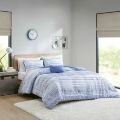 Best deal 🔔 Intelligent Design Cameron Striped Comforter Set Blue ❤️