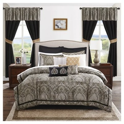 Brand new π€© Madison Park Black Tracy Jacquard Comforter Set (King) 24pc β¨ 1 Brand new π€© Madison Park Black Tracy Jacquard Comforter Set (King) 24pc β¨