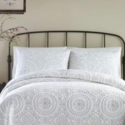 Cheapest 🧨 Jessica Simpson Gray/White Medallion Bedding Collection ⭐