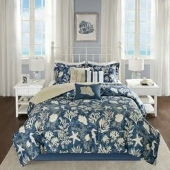 Best Pirce 😍 Madison Park Blue Bedford Cotton Sateen Comforter Set 💯