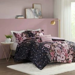 Discount 🧨 Intelligent Design Jessica Floral Printed Comforter Set Black 💯