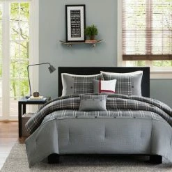 Best Pirce 💯 Intelligent Design Chet Plaid Print Button Multiple Piece Comforter Set Gray 🌟