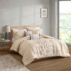 Discount ✨ Intelligent Design Twin/Twin Extra Long Taren Printed Comforter Set with Chenille Trim - Natural 🔥