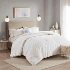 Best deal 👍 Madison Park Full/Queen 4pc Madeline Microsculpt Comforter Set White 🎉