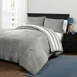 Hot Sale 🤩 Lush Decor Plush Stripe Comforter Set Gray - Lush Décor 🎁 -Bedding Sets & Collections Sales Shop unnamed file 4399