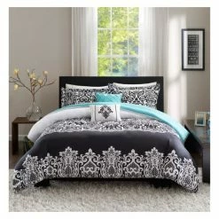 Best Pirce ⭐ Intelligent Design Annie Comforter Set Black/aqua 🎁
