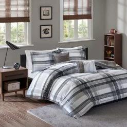 Deals ⭐ Intelligent Design Slate Plaid Comforter Set Black 👍