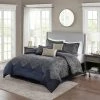 Flash Sale 💯 Madison Park 7pc Maya Jacquard Comforter Set Navy 😍