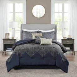 Flash Sale 💯 Madison Park 7pc Maya Jacquard Comforter Set Navy 😍 -Bedding Sets & Collections Sales Shop unnamed file 4556