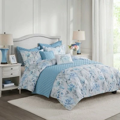 Outlet ✔️ Madison Park Elian Comforter and Coverlet Set Blue ❤️ 1 Outlet ✔️ Madison Park Elian Comforter and Coverlet Set Blue ❤️