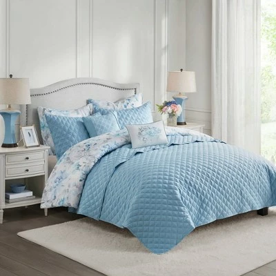 Outlet ✔️ Madison Park Elian Comforter and Coverlet Set Blue ❤️ 5 Outlet ✔️ Madison Park Elian Comforter and Coverlet Set Blue ❤️ - Image 5
