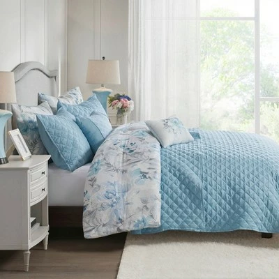 Outlet ✔️ Madison Park Elian Comforter and Coverlet Set Blue ❤️ 6 Outlet ✔️ Madison Park Elian Comforter and Coverlet Set Blue ❤️ - Image 6