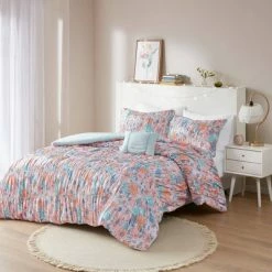 Flash Sale 👍 Intelligent Design Gracie Floral Printed Ruched Comforter Set Pink/blue 😀