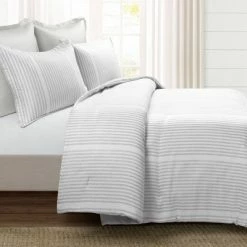 Cheapest 👏 Lush Decor Drew Stripe Farmhouse Silver-Infused Antimicrobial Comforter Set - Lush Décor Gray 🧨