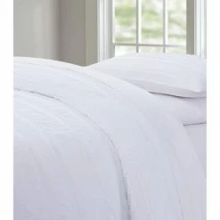 Cheapest 🌟 Carlisle Stripe Clipped Jacquard Comforter Set - Brooklyn Loom White 👏