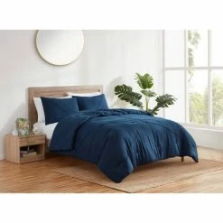Best Sale 🔔 Marin Line Pleat Comforter & Sham Set - Refinery29 Navy ⌛