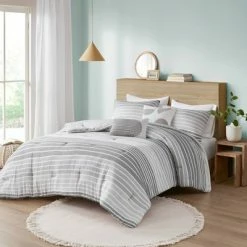 Brand new ⭐ Urban Habitat Evan Woven Stripe Cotton Gauze Comforter Set Gray 🎁